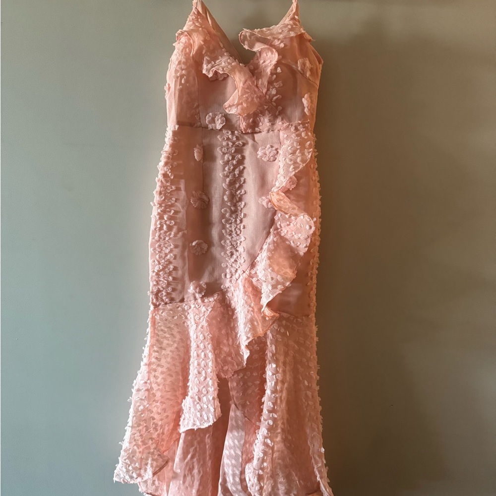 Boohoo Texture Ruffle Wrap Maxi Dress